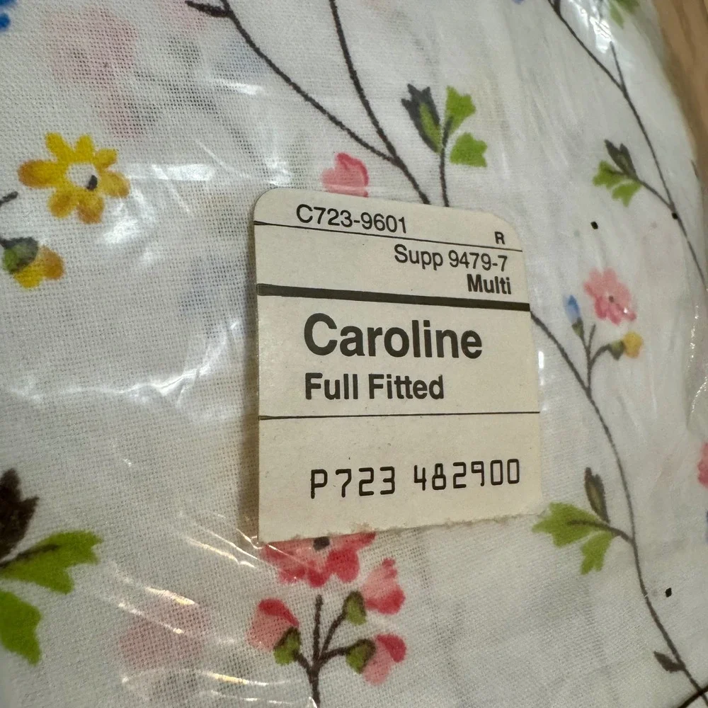 Vintage‎ JCPenny Caroline Full Fitted Sheet NOS Floral Cottagecore Bedding 1967